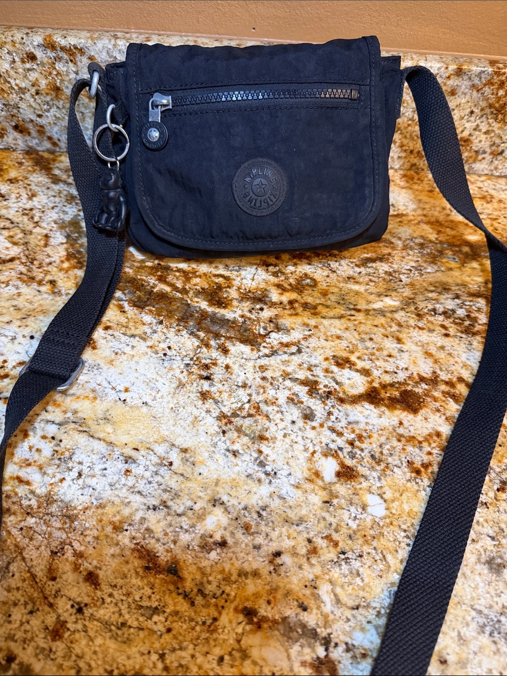 Kipling Black Crossbody Shoulder Bag with Monkey Keychain